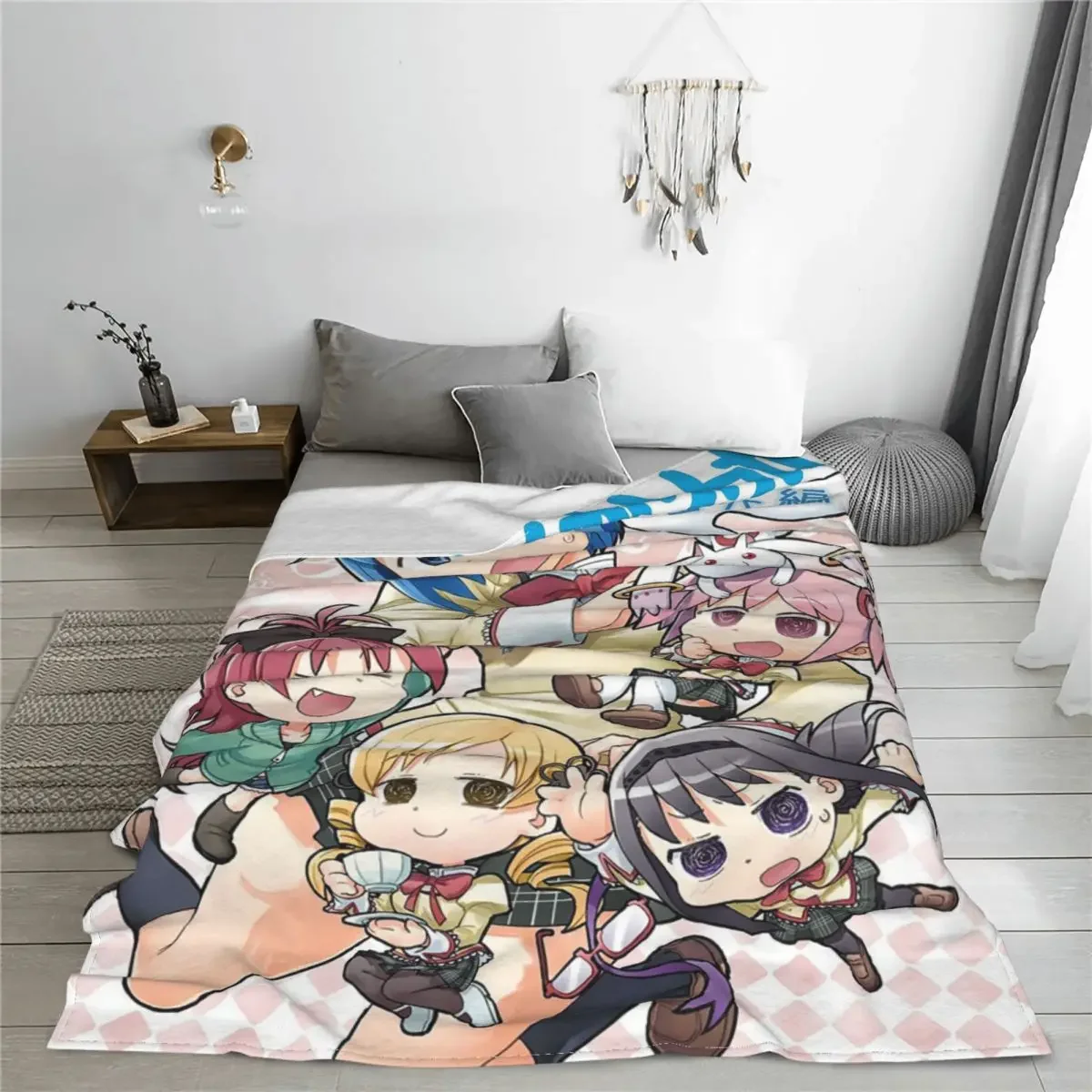 Puella Magi Madoka Magica Fleece Blanket Cute Magical Girl Funny Throw Blankets for Sofa Bedding Lounge 200x150cm Rug Piece