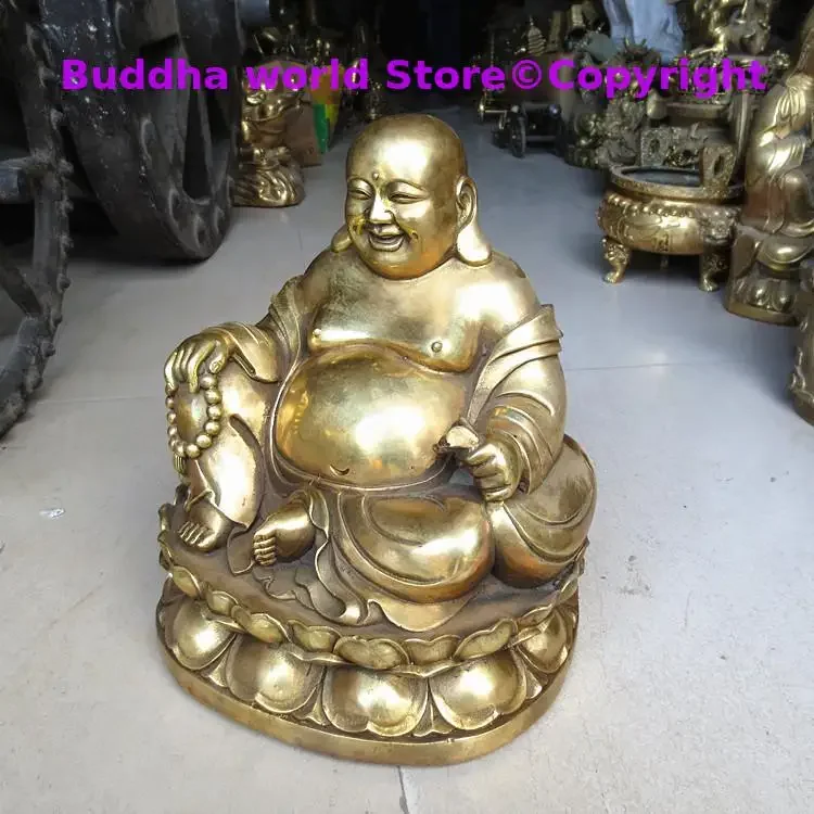 Large Asia Buddha statue Home store company bring money GOOD LUCK God of wealth Maitreya Buddha MI LE FO copper Sculpture