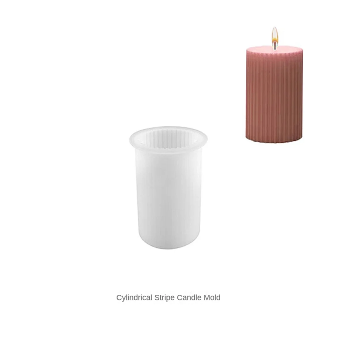 DIY Candle Holder Making Aromatherapy Candle Mold Candle Handmade Silicone Mold [Small] Cylindrical Striped Candle Mold