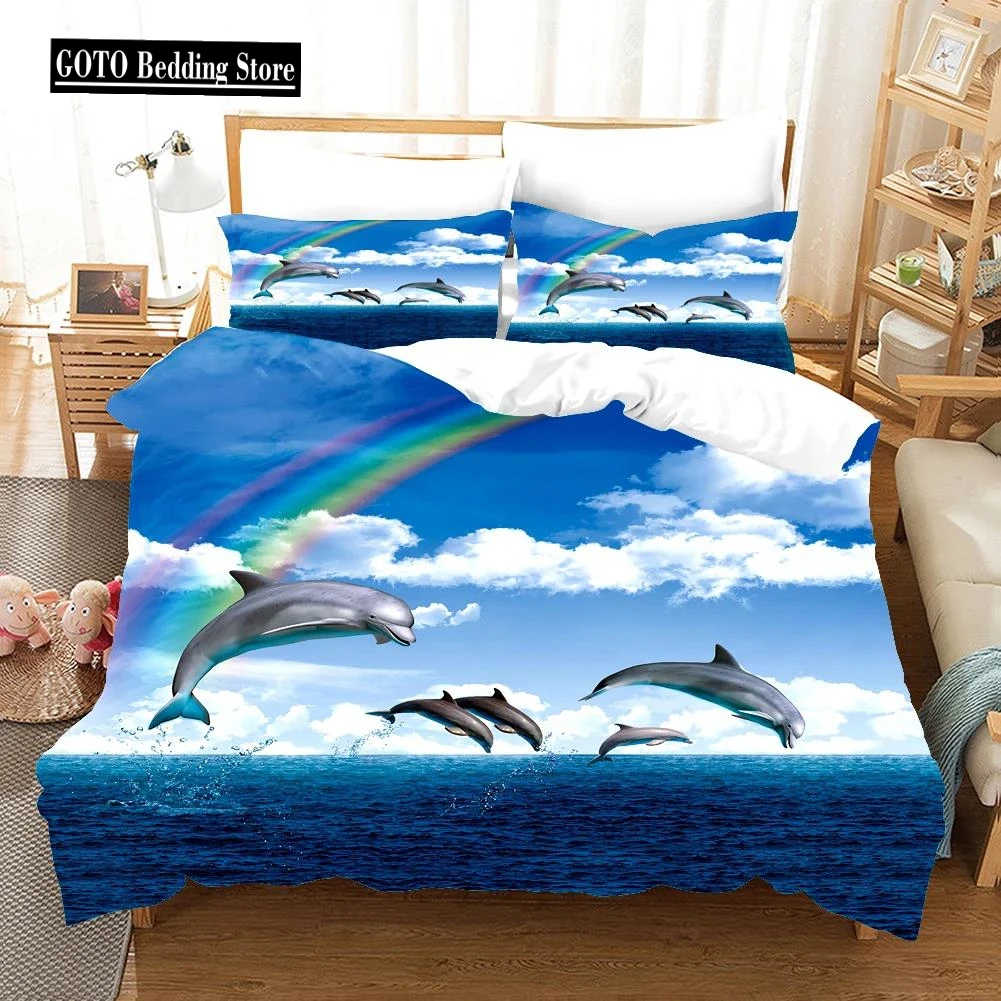 

Ocean Dolphin Bedding Set Kids Winter Duvet Cover Sets Kids,twin Full Queen King Bedroom Set Home Textile Housse De Couette