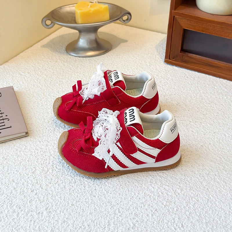 2025  Children's Shoes Lace Lace Lace Children's Four Seasons Universal Casual Shoes Korean Style Fashion Versatile Comfortable