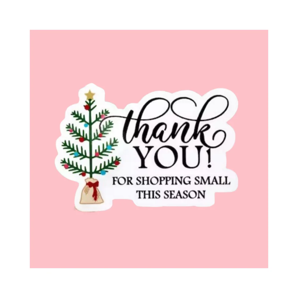 

Custom Thank You for Shopping Small This Season,Christmas Holiday,Happy Mail Sticker,Small Shop Labels,Small Business Sticker,25