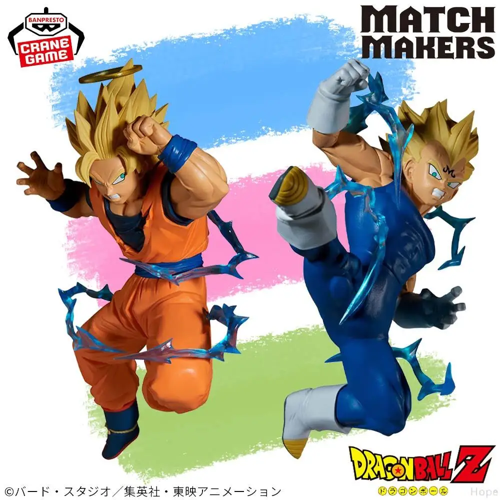 Original BANPRESTO MATCH MAKERS Dragon Ball Z Super Saiyan 2 Son Goku Majin Vegeta Figure Anime Model Toy