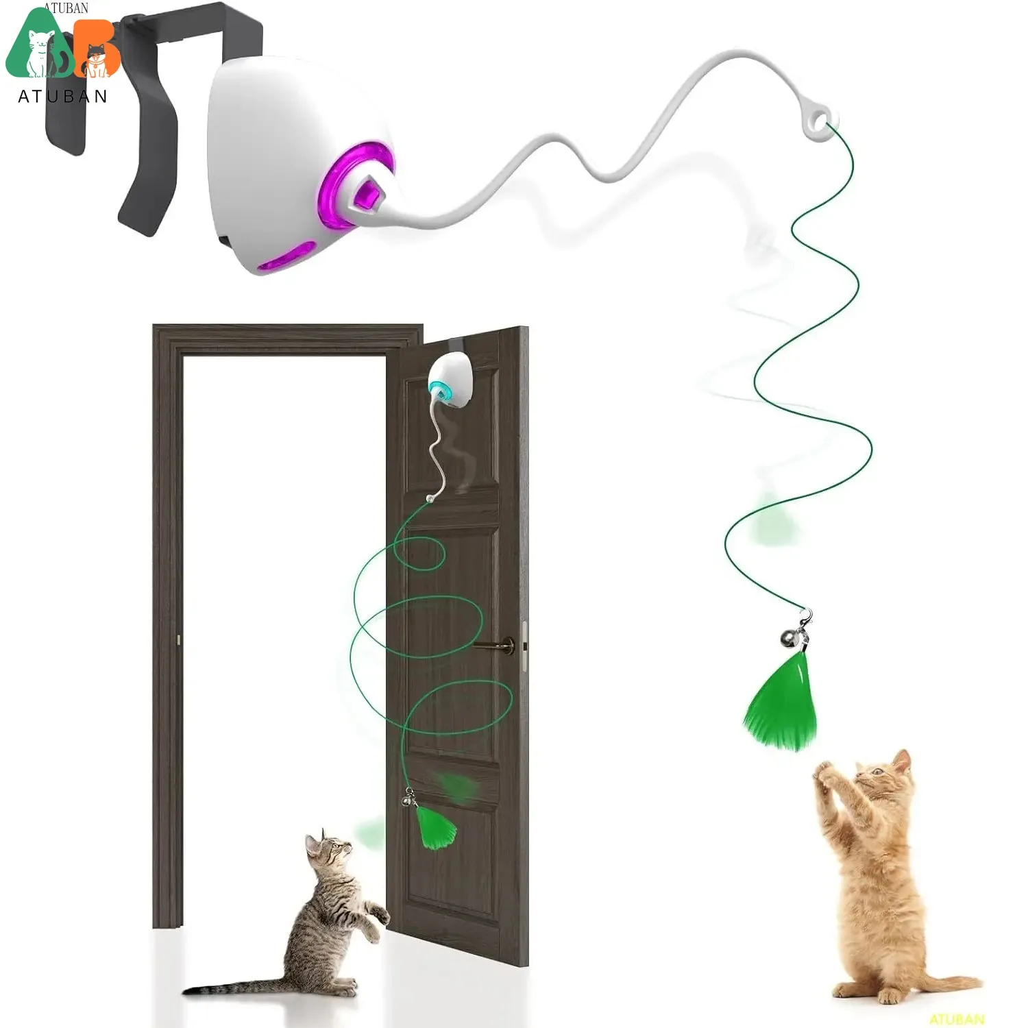 

Cat Feather Toys,Hanging Electric Cat Toys for Indoor Cats,Retractable Cat Teaser Toy,Exercise Kitten Toys, Automatic Kitten Toy