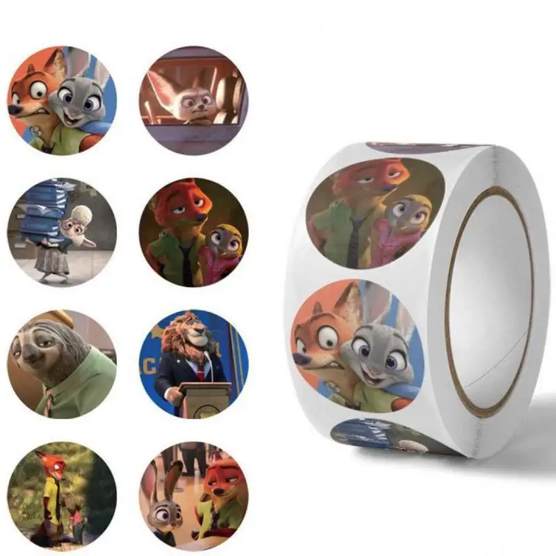 

500pcs Zootopia 2 Cartoon Sticker Roll Diy Decorative Stickers For Phone Ipad Thermos Diary Envelope Seal Stationery Kids Gift