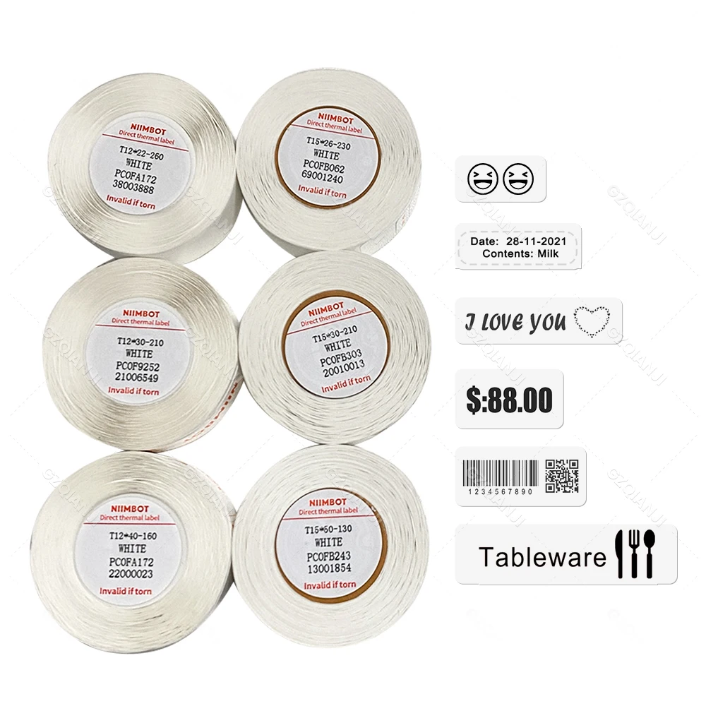 Niimbot D11 D110 D101 Label Printer Sticker Waterproof Anti-Oil Price Tape Scratch-Resistant Label Maker Adhesive Paper Rolls