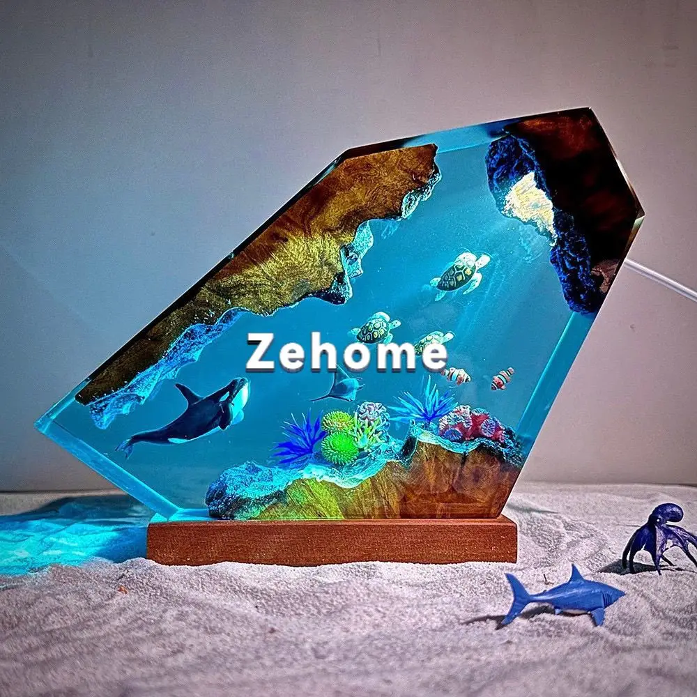Killer whale, turtle, devil fish, small night light, deep sea world resin light design, Christmas creative gift, childlike fun