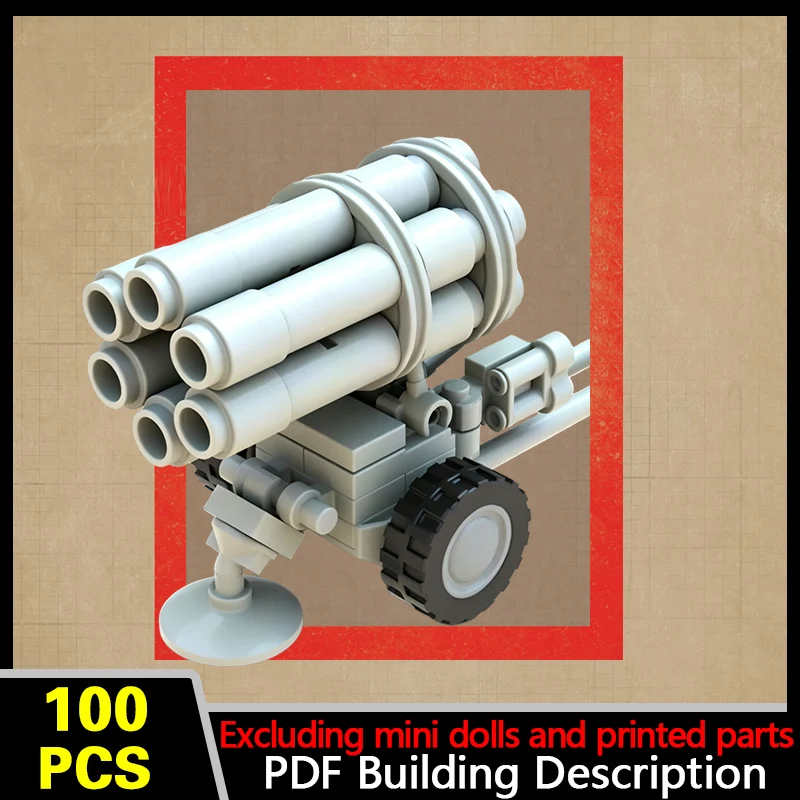 Six‑Tube Rocket Launcher Model MOC Building Bricks War Equipment Style Modular Technology Gifts Holiday Assemble Toys Suit