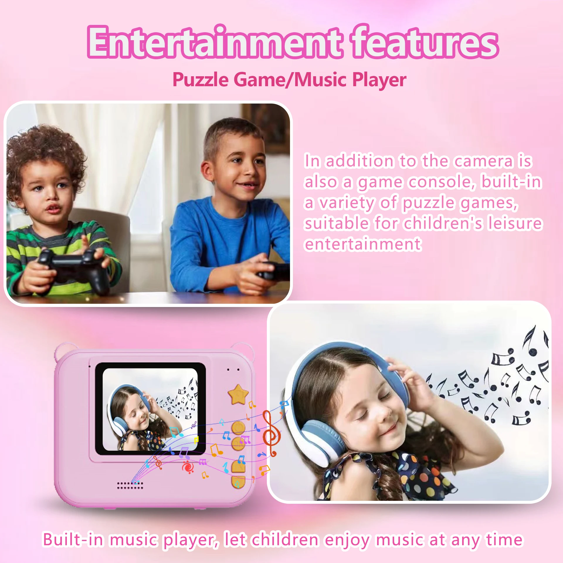 Crianças hd câmera digital impressão instantânea foto etiqueta impressão térmica fotografia câmera de impressão de vídeo crianças câmera para 6-12 anos