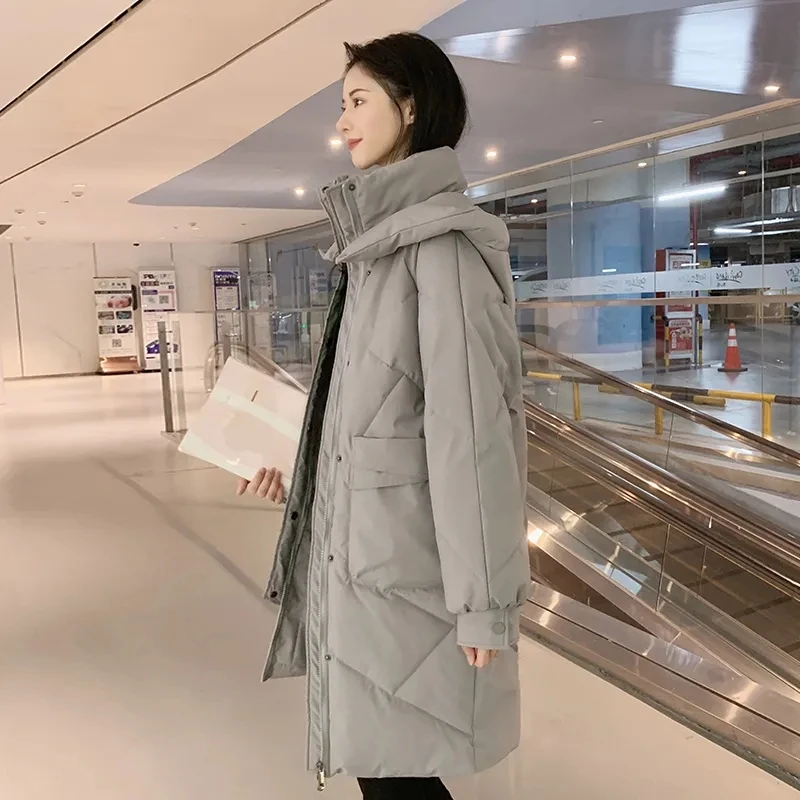 

Свободная толстая и теплая пуховая хлопковая куртка среднего размера для женщин, зима 2025, новая корейская версия, универсальная куртка-хлеб бежевого цвета