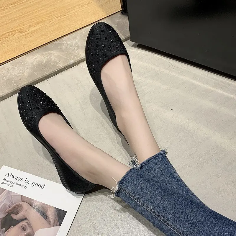 Scarpe basse casual da donna con bocca poco profonda e testa tonda Moda primaverile e autunnale più comode scarpe basse da un piede.