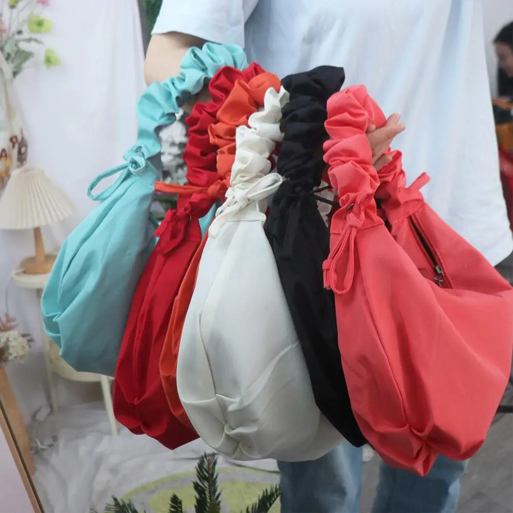 Fashion Designer Pleated Shoulder Bag Solid Color Casual Hobos Crossbody Bag Large Capacity Leightweight Women's Tote Bag Travel