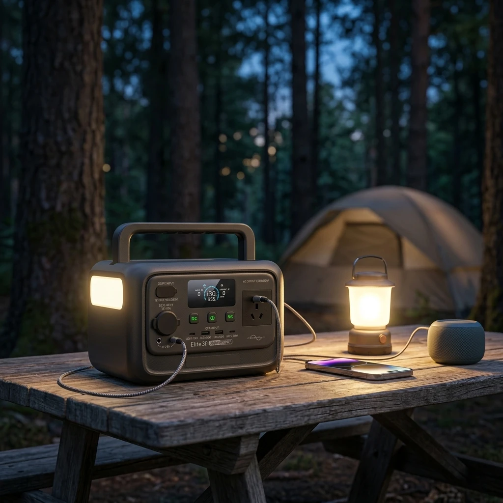 600W Portable Power Station Solar Generator Pure Sine Wave MPPT Flashlight Car Charging Bank Emergency Supply For Camping