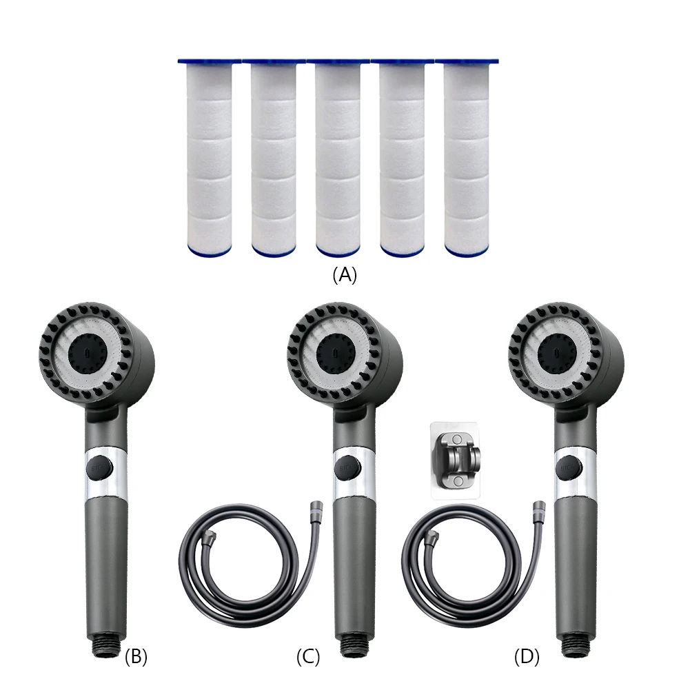 

Water Saving Shower Head Powerful Pressurization Filter Shower Head Adjustable 4 Modes Replacement Parts for Home Bathtub