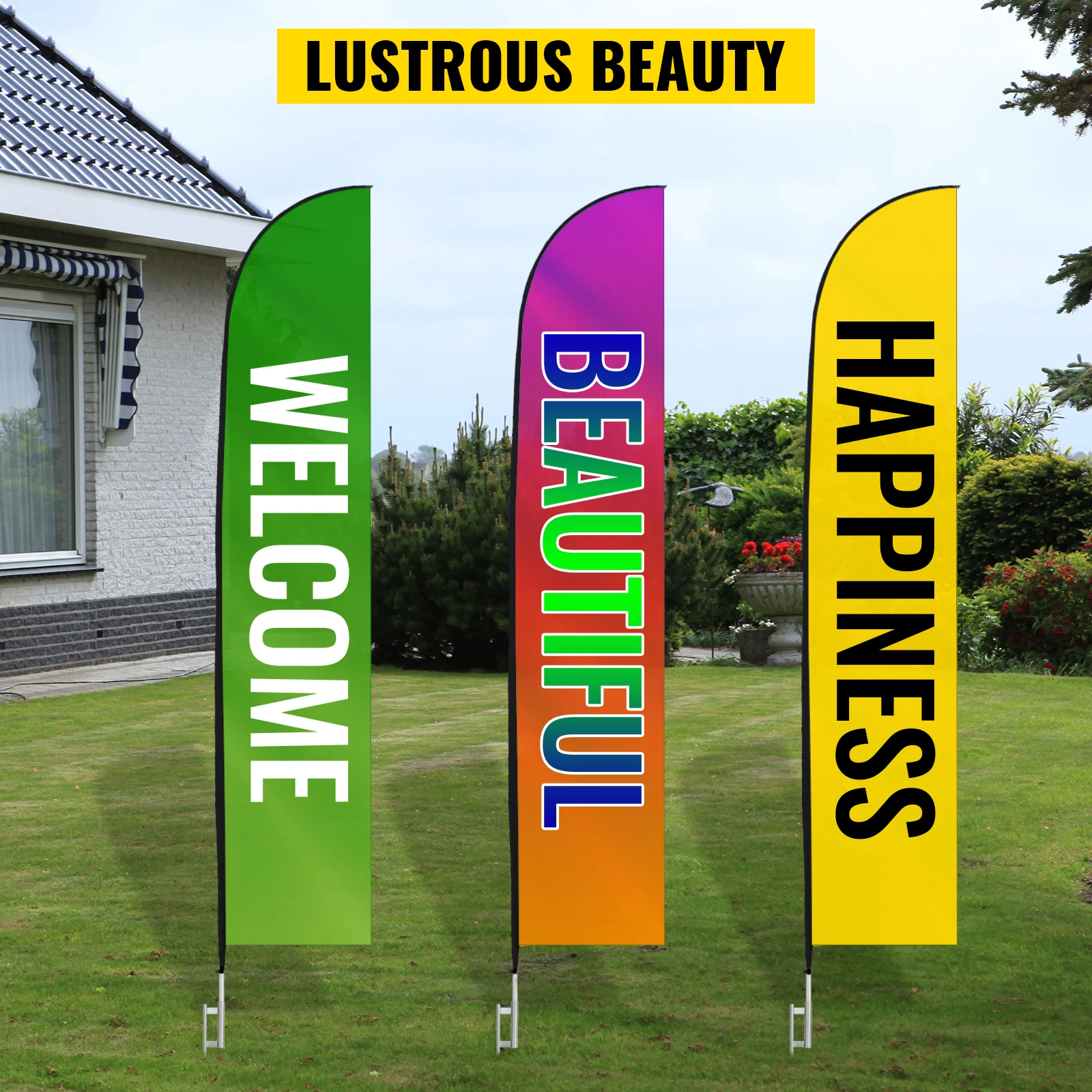 VEVOR 16FT 6PCS Feather Flip Chart Flag Pole Sets for Opening Ceremony/Advertizing Slogan Flag/Shops' Introduction/Indicator Etc