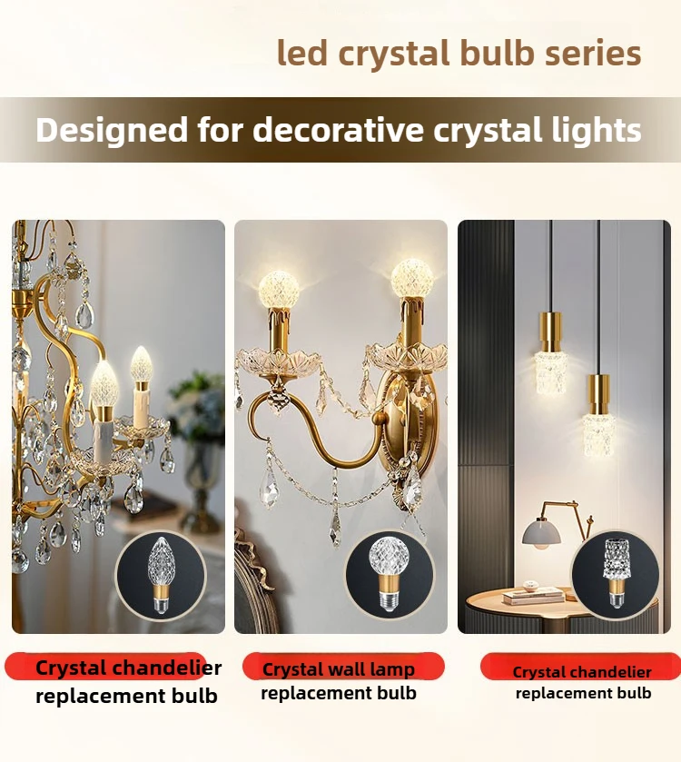 Modern Acrylic Diamond-Cut E27 E14 LED Bulb Chandelier Warm White Light cold 4000k Plug-in Hanging Lamp for Living Room Decor