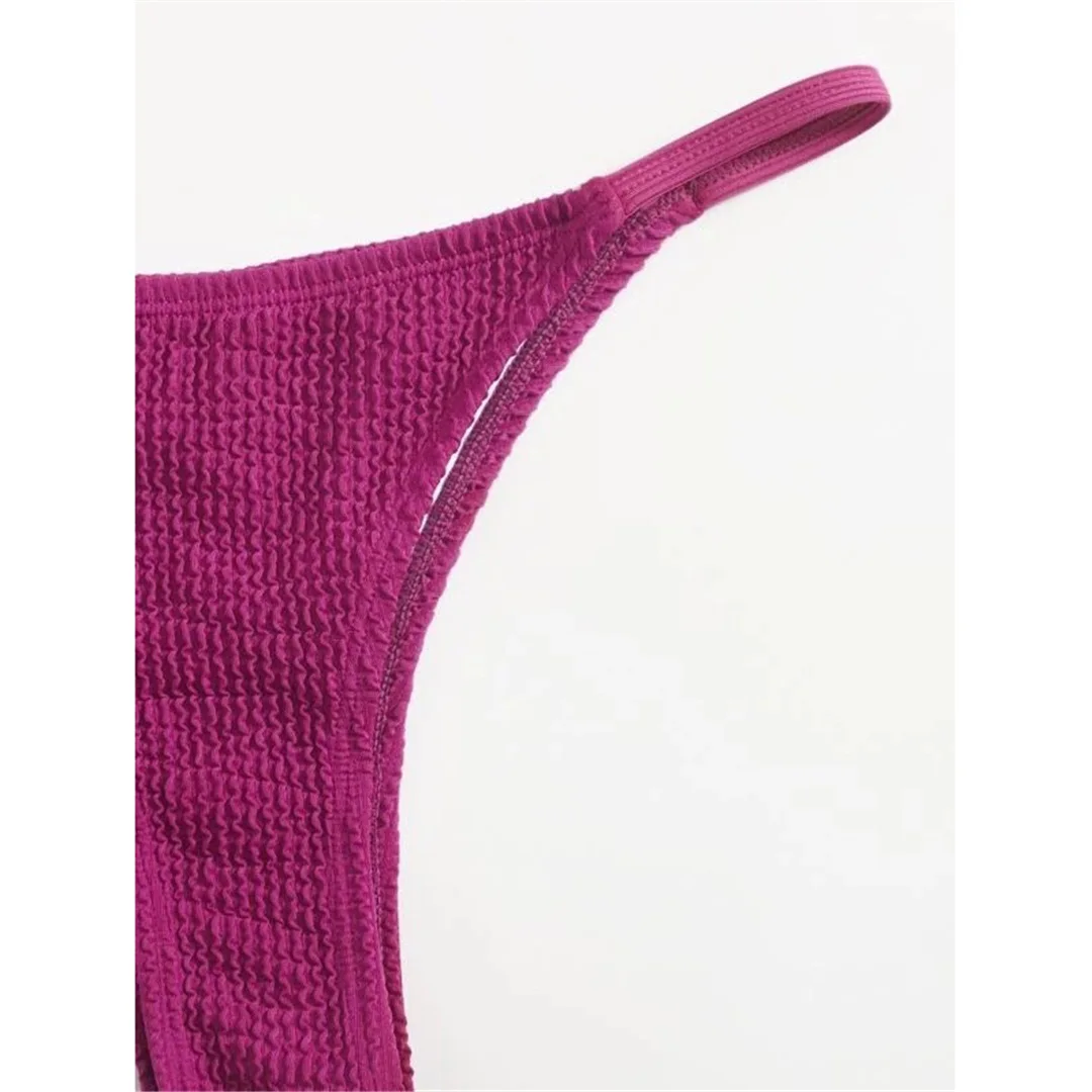 S - XL, geraffter, hoch geschnittener Bikini, Damen-Badeanzug, zweiteiliges Bikini-Set, Damen-Badebekleidung, Badeanzug, Badebekleidung, Schwimmbekleidung V7125 – Detail 6