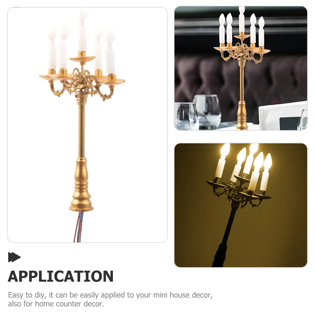 Model Chandelier Miniature Candlestick Holder Light Chandeliers Material Adornment Abs Metal Lamp