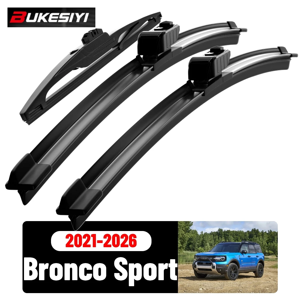 Scheibenwischerblätter-Set für vorne und hinten für Ford Bronco Sport 2021-2026 2022 2023 2024 2025 Geräuscharme Scheibenwischer Zubehör 22"21"9"