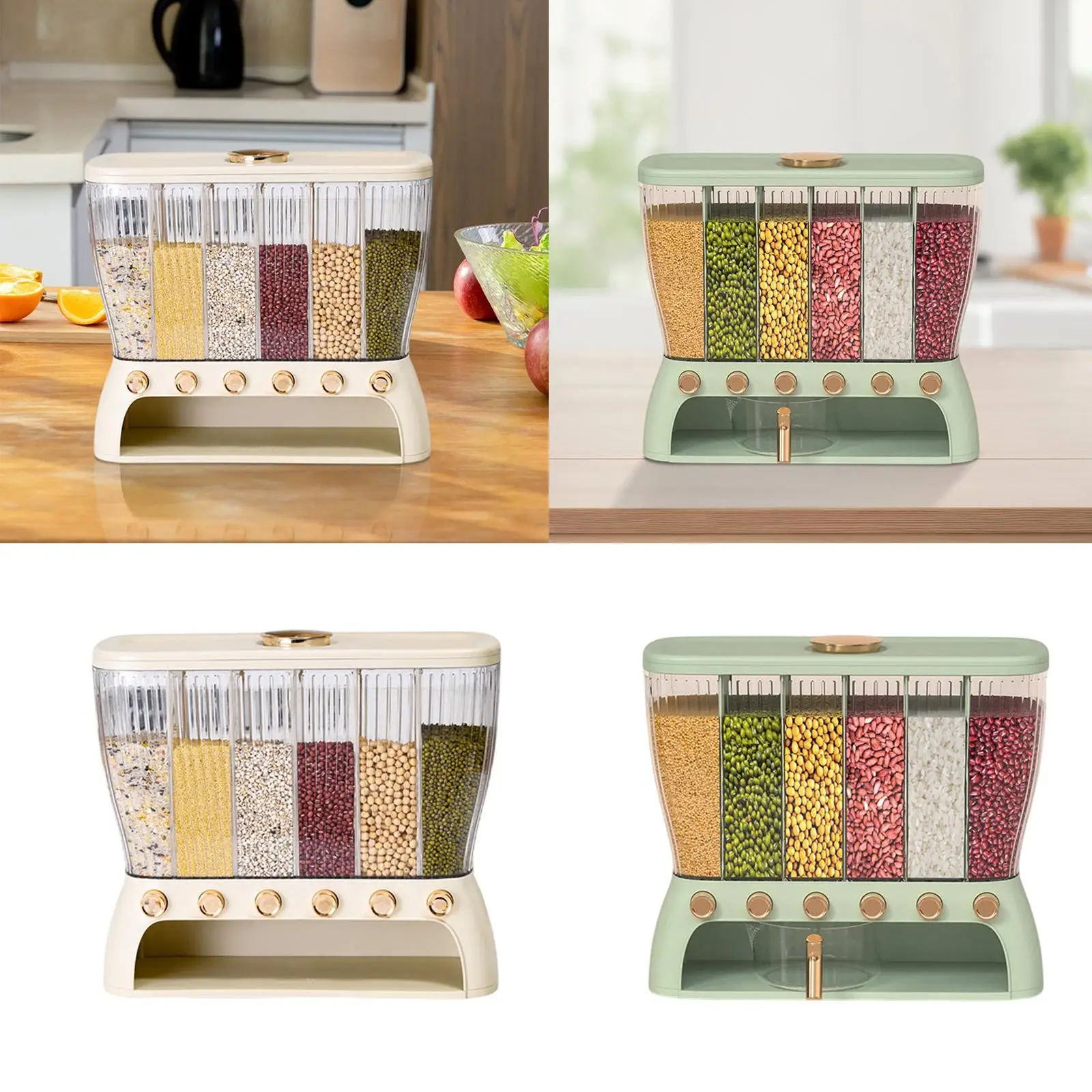 

6 Grid Rice Container Miscellaneous Grain Tank Convenient Smooth Surface Sturdy