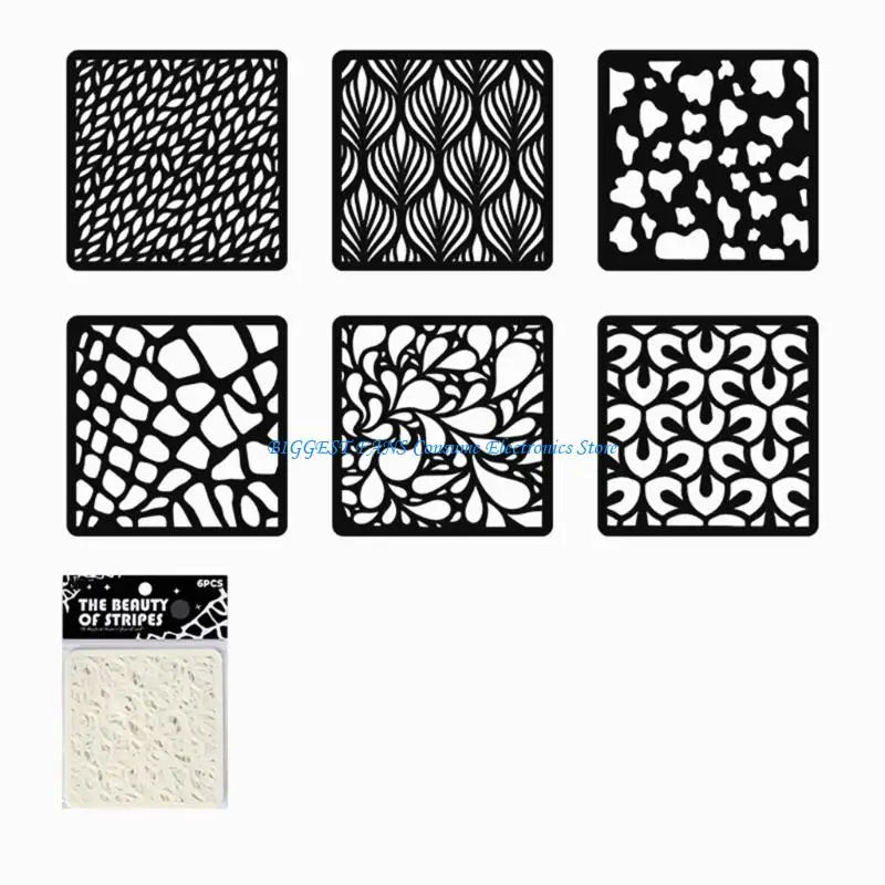 6 PC STENTICI STENZIONI MODELLI DRIVAMENTO STOCCHI STENCILI PITTURA