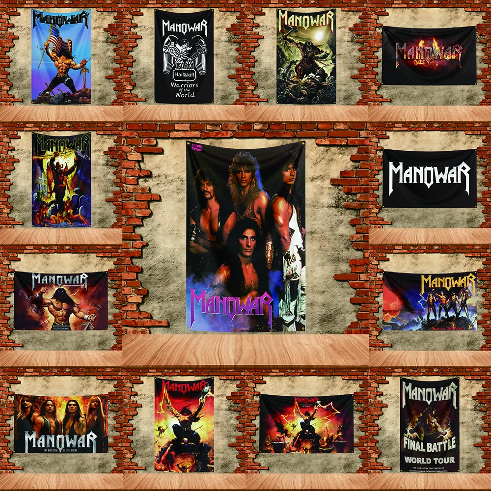 Music Band Flag  for Manowar Fans Banner Custom any Image Garage Bedroom Living Room Dorm Wall Hanging Decor Tapestry