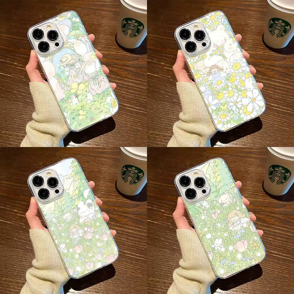 

Girl Hanada healing department Phone Case For iPhone17,16,15,14,13,12,11 Plus,Pro Max Soft Transparent Cover