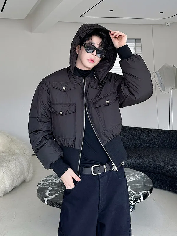 

Urban Casual Men's ort Detachable Hooded Slim Fit down Jaet Faionable Vintage Sle Long Sve Zipper Closure Coat