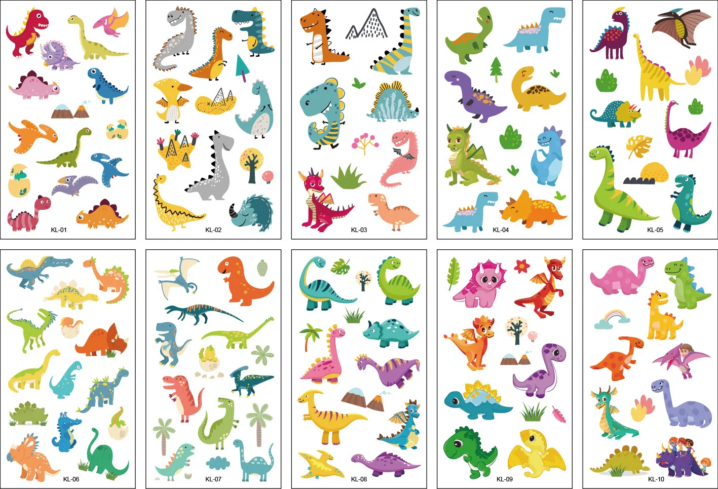 10 Pack Fake Tattoo Stickers Cartoon Tijdelijke Tattoos Kids Arm Tatoeages Kids Dinosaurus Fun Party Tattoo Stickers