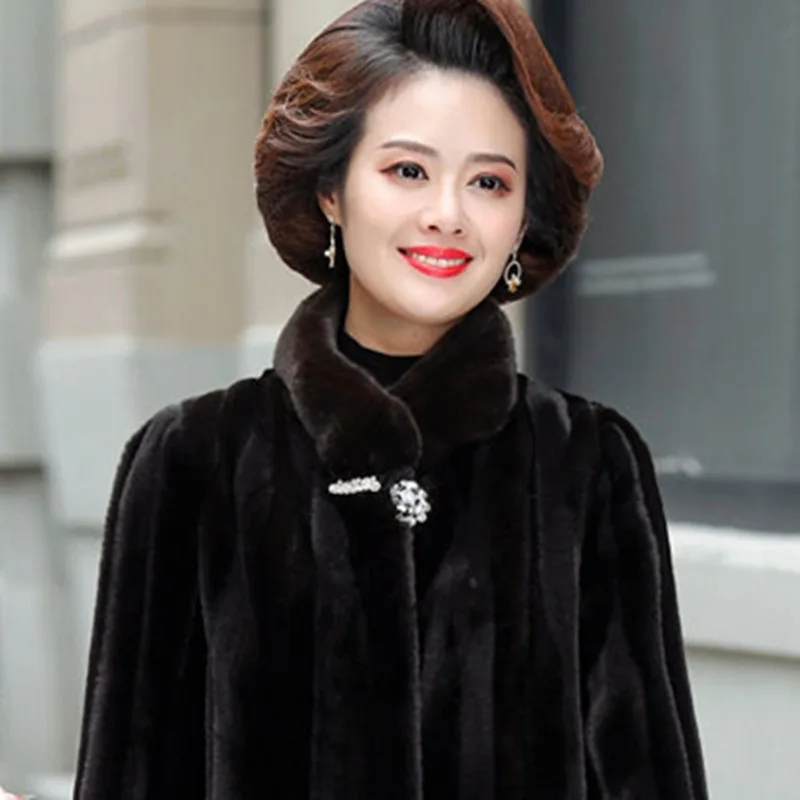 New Women's Faux Fur Coat Stand Collar Mid Length Long Sleeve Stylish Slim Fit Comfortable Trendy Versatile Commuter Casual Coat