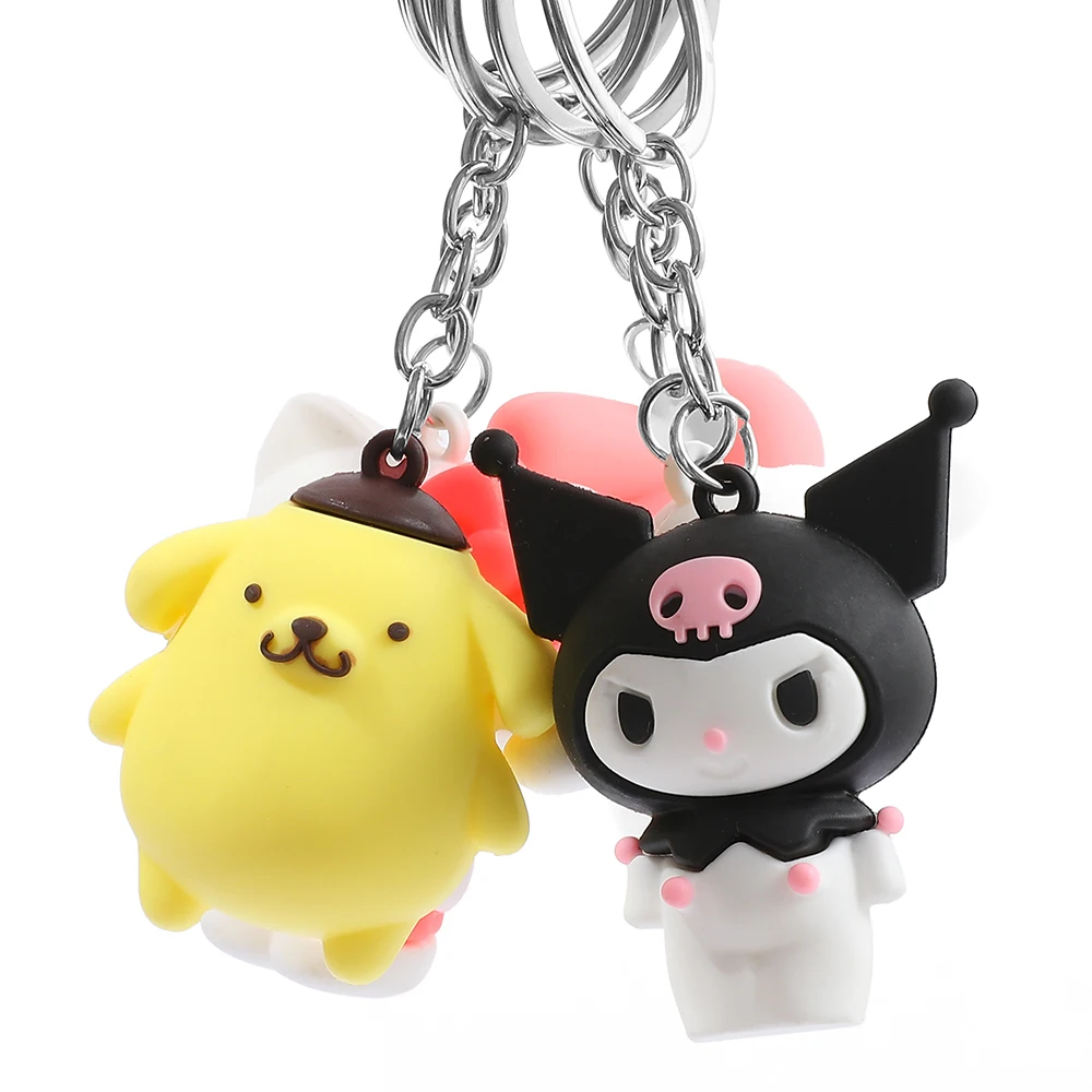 5 uds Sanrio llavero con dije lindo muñeco de dibujos animados de silicona bolso de mujer colgante decoración perfecto regalo de cumpleaños o Halloween