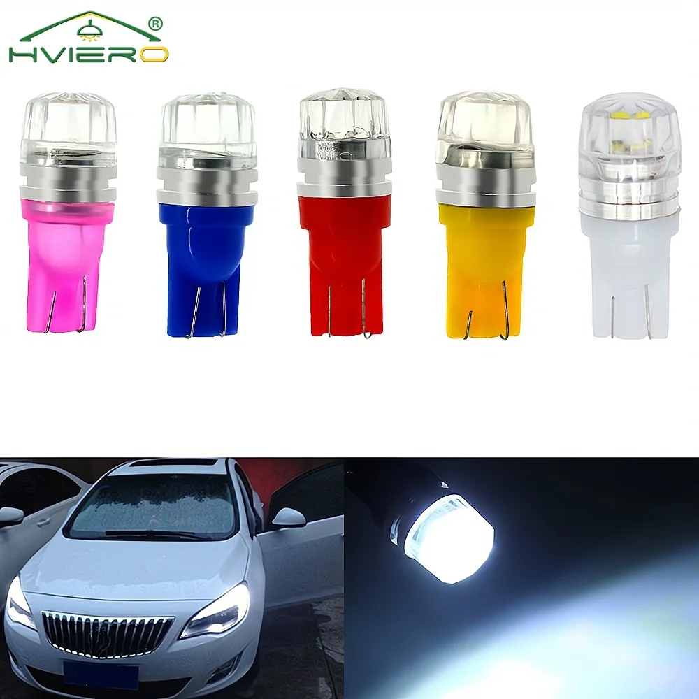 2Pcs Auto Footrest Lamp DC 12V T10 Led White Red Pink Wedge Turn Signal Tail Side Marker Bulb Backup Running Superbright Light