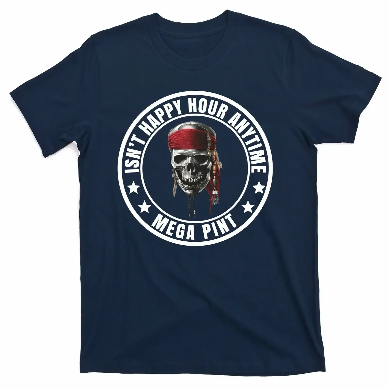 

Isn't Happy Hour Anytime Pirate T-Shirt 100% Cotton O-Neck Short Sleeve Summer Casual Mens T-shirt Streetwear