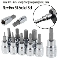 9Pcs Hex Bit Socket Set Sturdy Allen Key Sockets Professional 3/8inch Drive Drill Metric Tools Kit Durable Impact Socket Set