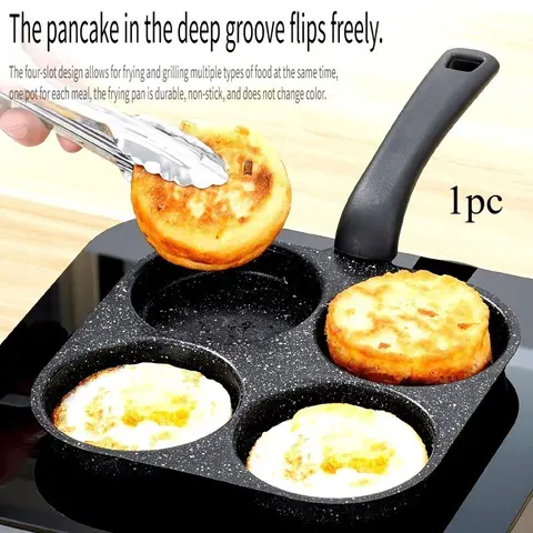 4-Cup Nonstick Frying Pan Egg Pancake Cooker Induction Gas Compatible Breakfast Maker Holiday Gift Kitchen Cooking Tool
