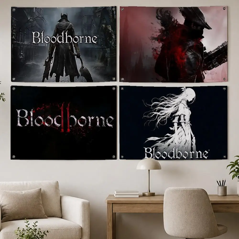 Bloodborne Gothic Action Flags Room Home Decor Wall‑Hanging Art Banner, Outdoor for Bedroom Party Background Decoration