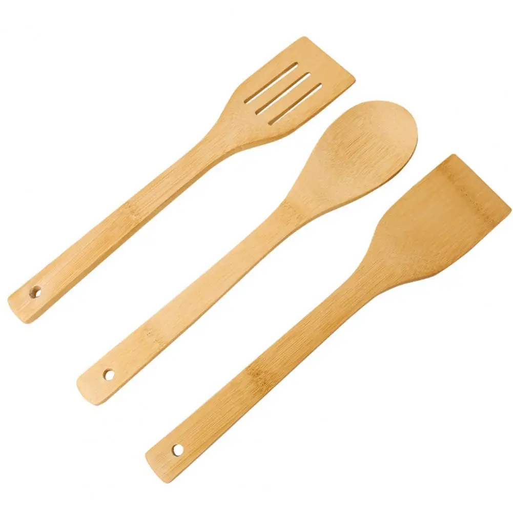 Kitchen Utensil Bamboo Wooden Non-stick Cooking Spatulas with Long Handles for Home Kitchen Frying Soup Cooking Utensils Bamboo