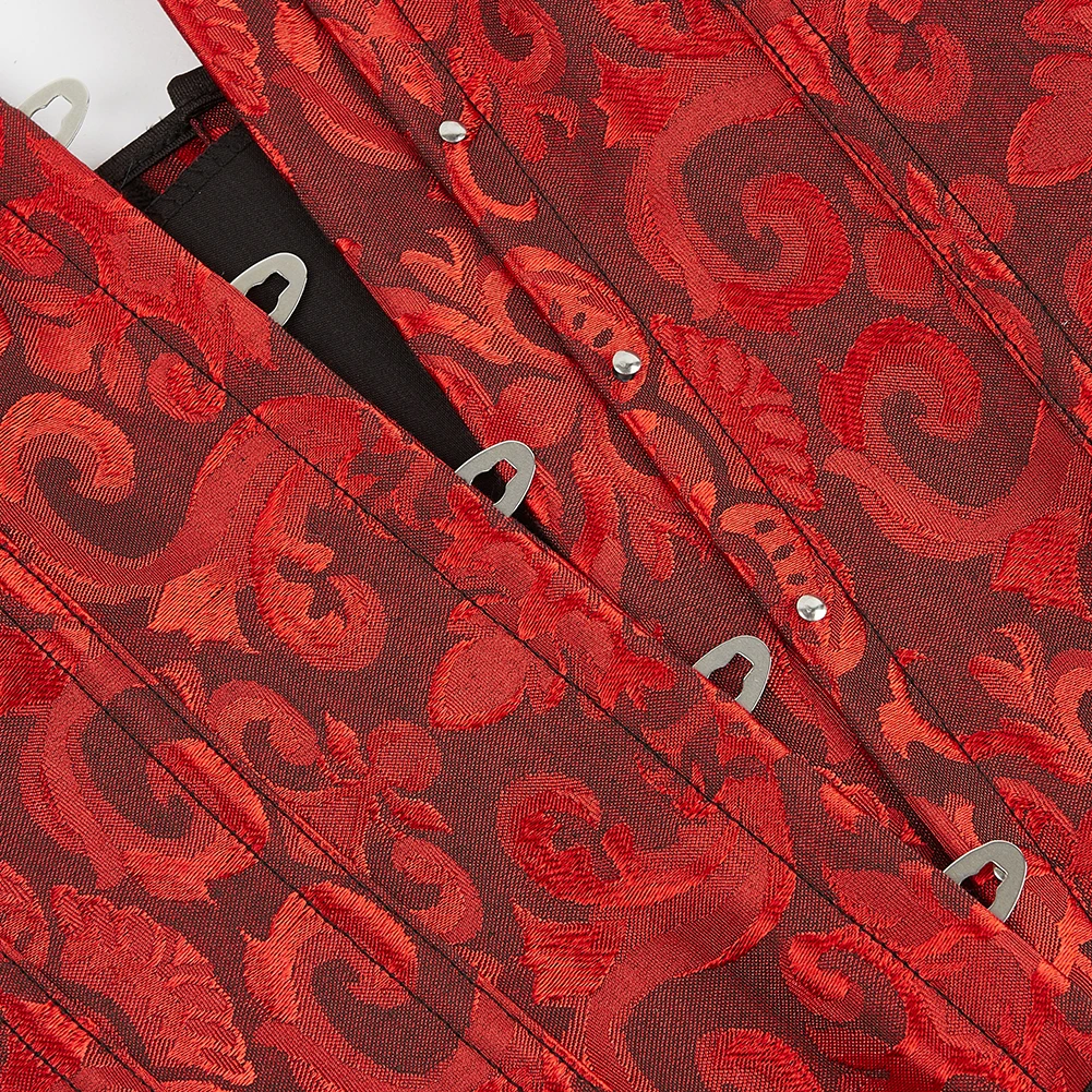 Damen Gothic Jacquard Unterbrust-Korsett Bustier Taillengürtel Schlankheits-Bodyshaper Korsett Dessous Übergröße Party Clubwear – Detail 28