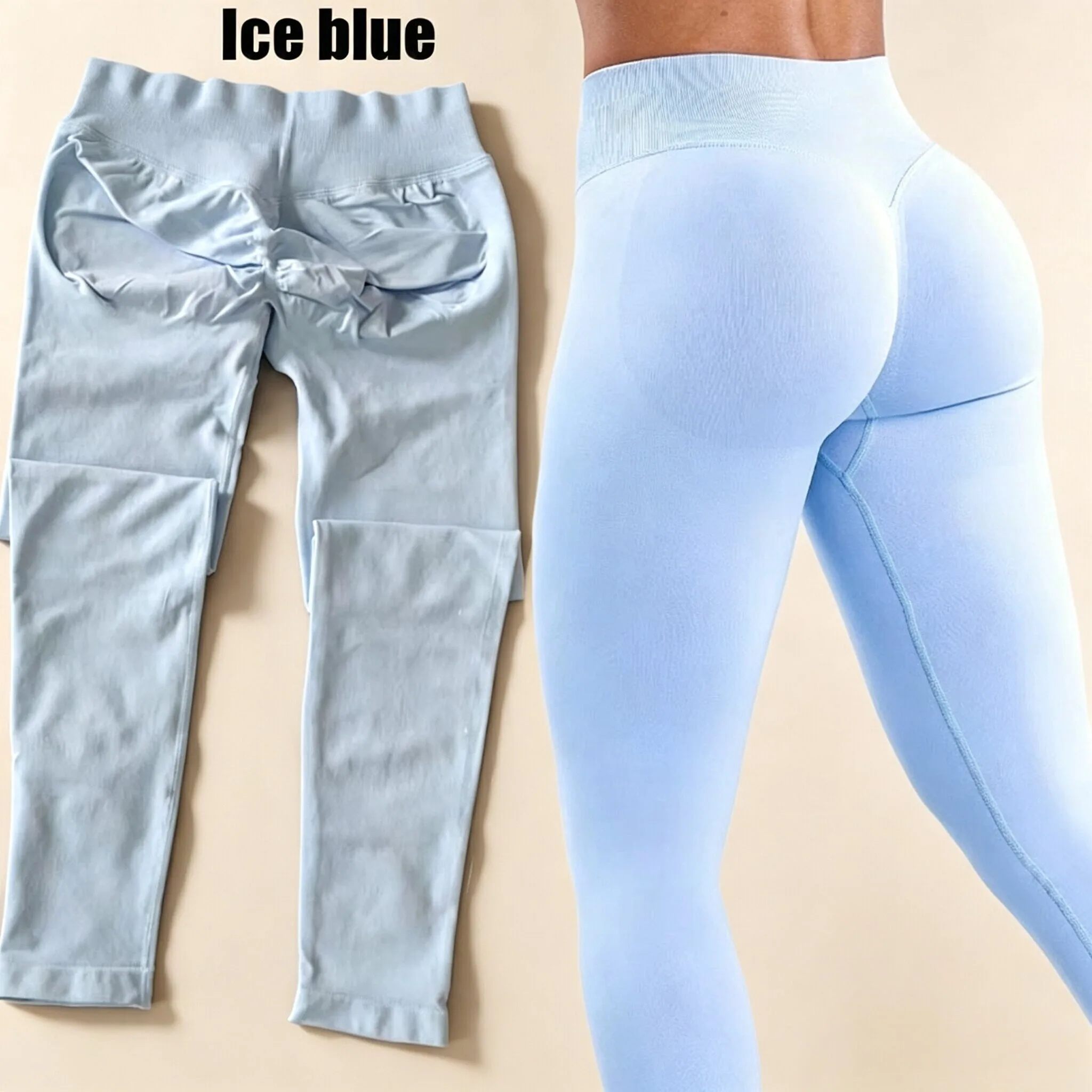 Dneyf 1D-3Y-2F Nahtlose Yoga-Leggings mit Po-Lifting-Effekt für Damen, hohe Taille, hohe Dehnbarkeit, schnelltrocknend, ideal zum Training, Laufen, für das Fitnessstudio und als lange Sporthose. – Detail 10