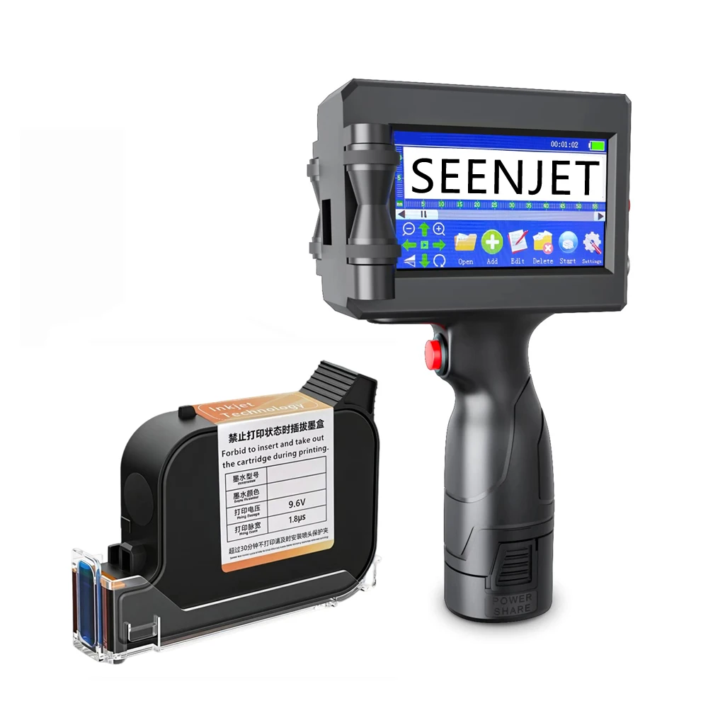 

SEENJET 12.7mm Date Coding Machine Handheld Inkjet Printer Portable Expire Production Number QR Code Logo Printer Fast Drying