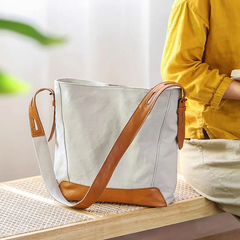 

AETOO Artistic retro niche crossbody canvas tote bag for women, large-capacity single-shoulder bag, casual Japanese style, simpl