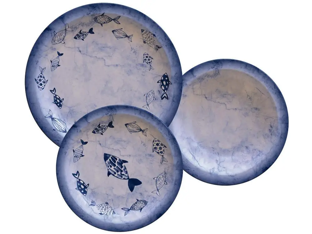 Blue Porcelain Round Dishes Game