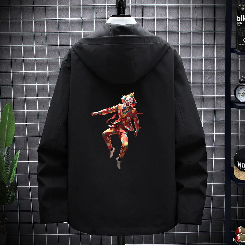 

Loose Casual Hooded Printed Jaet for Boys Trendy Youthful Winter Versatile Daily Sli Top Polyester Fabric Long Sve