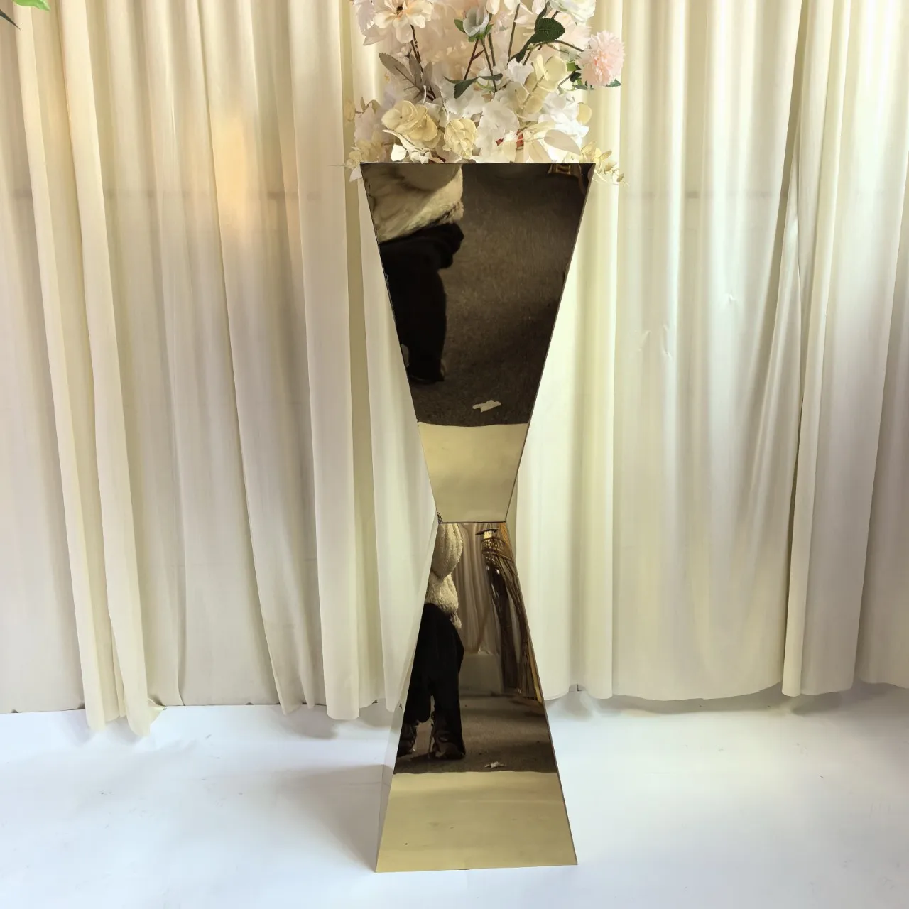 1pcs15pcs/14pcs Wedding Gold Stainless Steel Cylinder Pedestal Stand for Events Display Platform Party no Round  flower Plinths