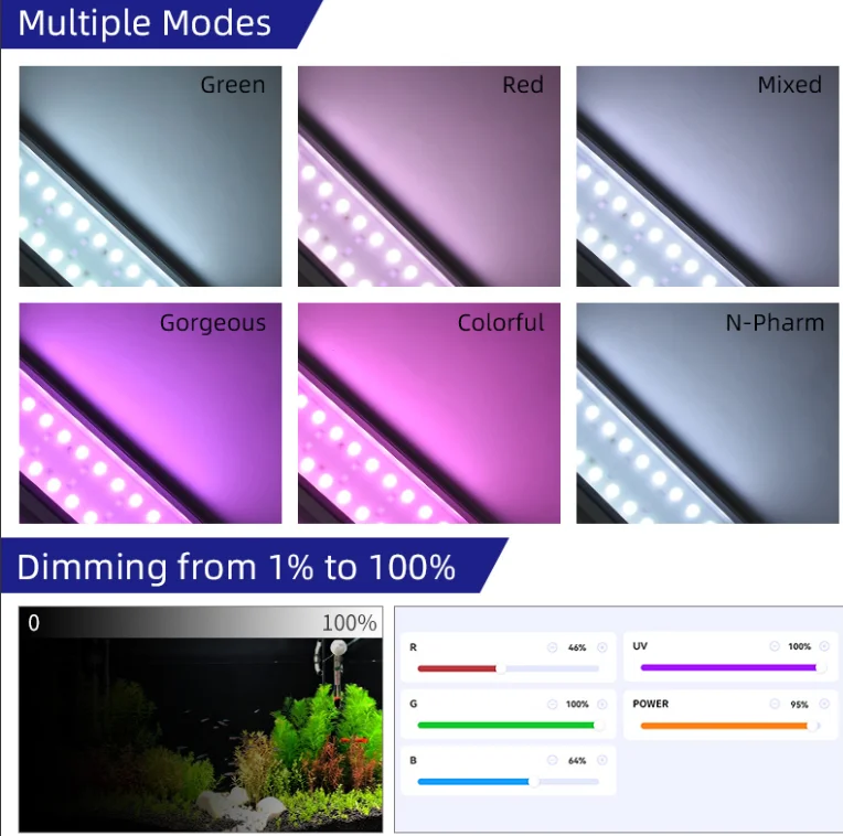 Week Aqua M Series RGB UV LED Aquarium Light Adjustable Bracket Lamp for Planted Tank view 6