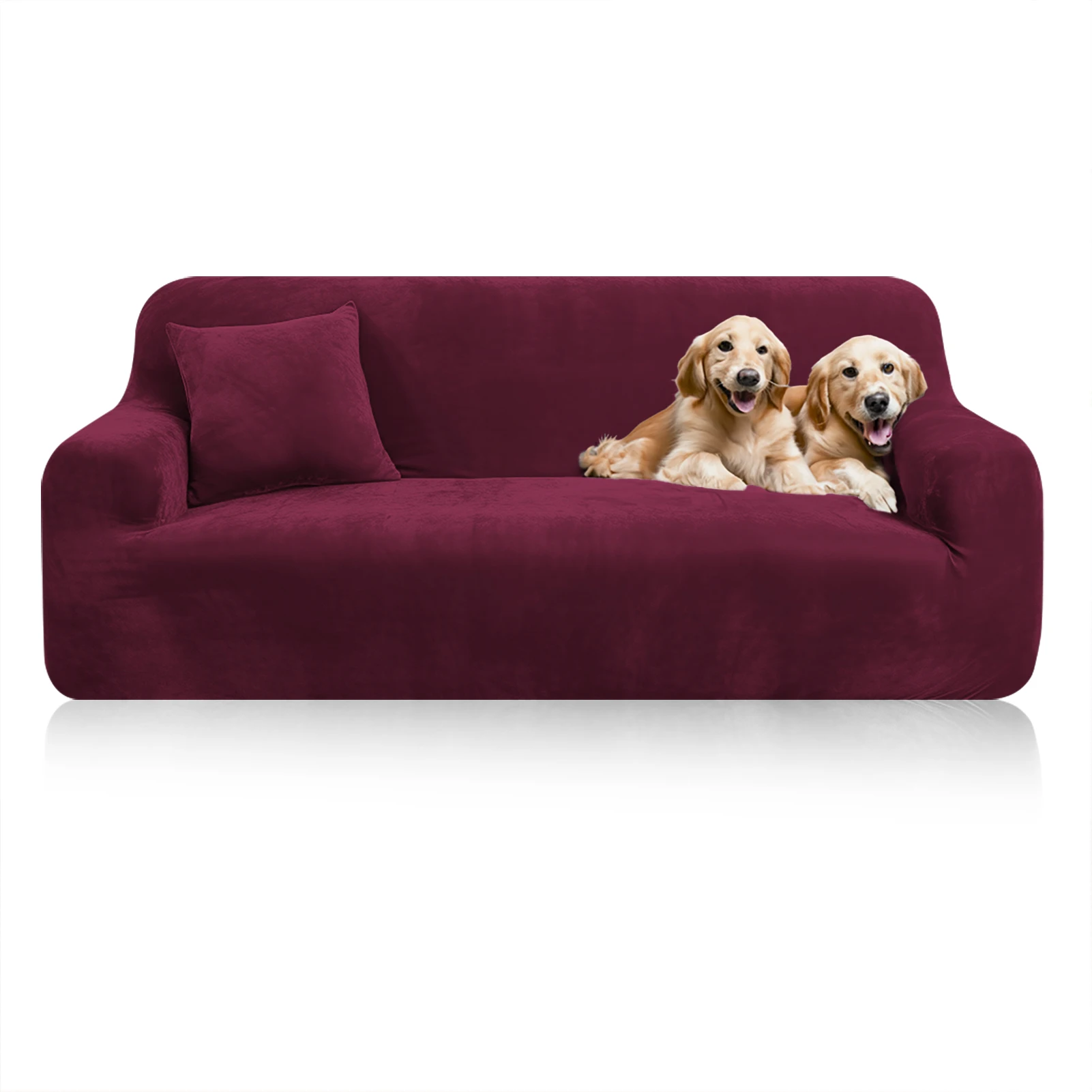 Stretch Fluwelen Bankhoezen voor 1/2/3/4 Bankhoezen Bankhoezen Meubelbeschermer Zacht met antislip elastische bodem
