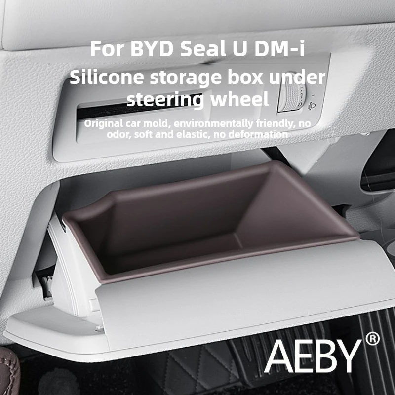 

AEBY For BYD Seal U DM-i 2020-2025 Steering Wheel Storage Box, Soft Silicone Organizer Tray, Anti-Slip Car Interior Accessories