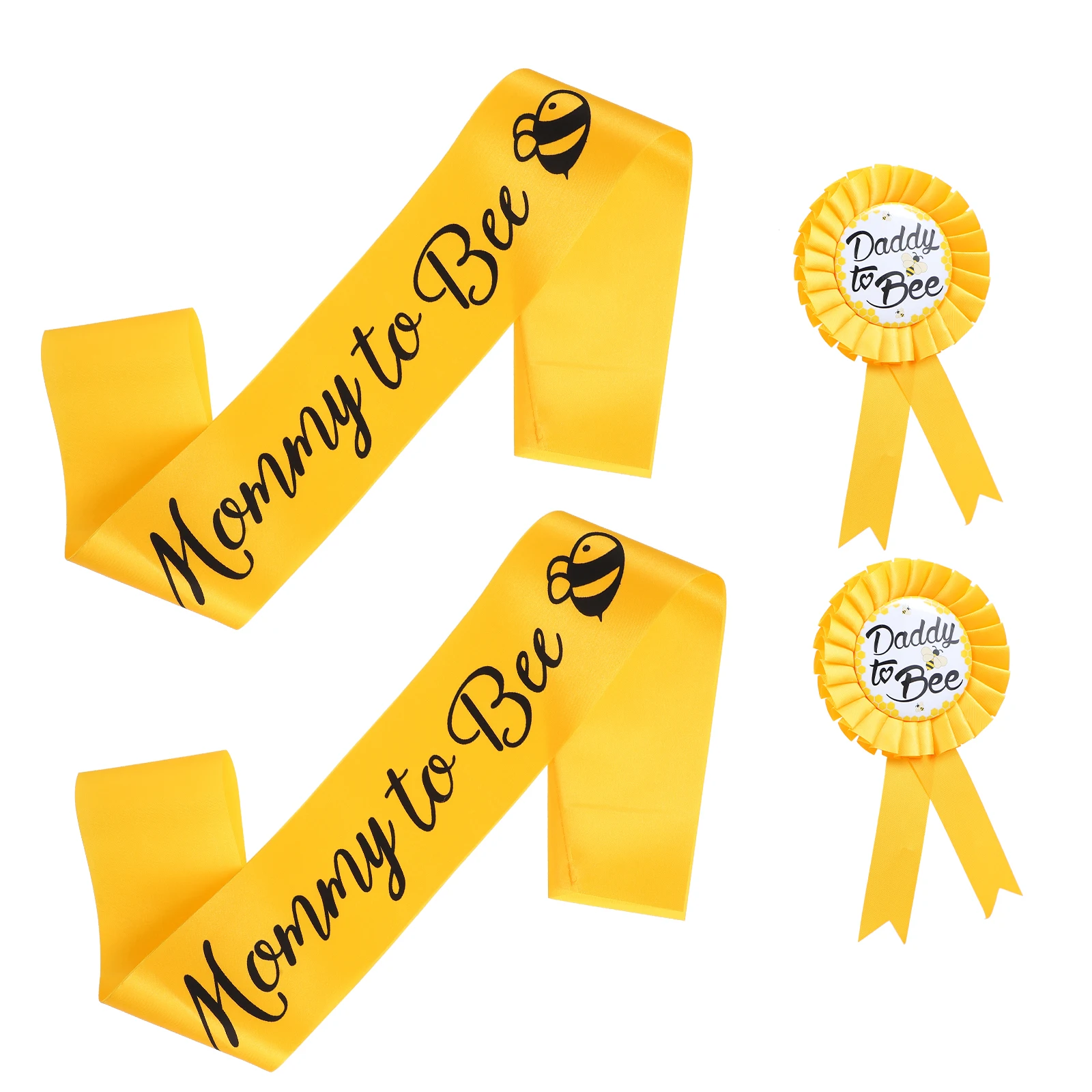 

2 Sets Themed Sash Shoulder Strap Badge Yellow Ribbon Party Etiquette Breastpin Satin Fabric Daddy Breastpin Corsage