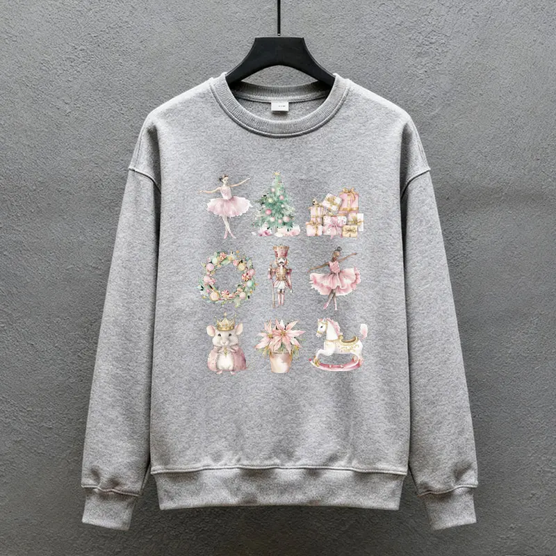 بلوزات كسارة البندق المائية قميص طويل الأكمام الأسرة عيد الميلاد الزي احتفالي الجرافيك المحملة عيد الميلاد طاقم النساء الطالبات