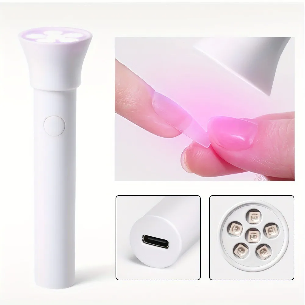 New Handheld White Portable 18w Mini Led Nail Lamp USB Type-C Resin Curing UV Light Manicure Small Nails Dryer Handheld UV Lamp